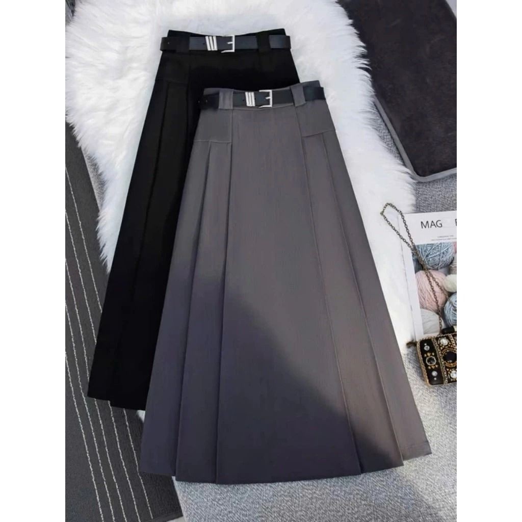 Chân váy A dài xếp ly phong cách hàn quốc hot trend  dáng dài ~90cm có túi 2 bên sườn vải Vitex CV06B