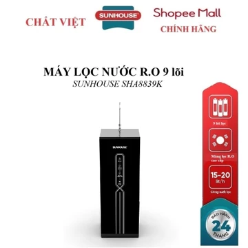 Máy lọc nước R.O 9 lõi SUNHOUSE SHA8839K, Vỏ tủ tôn sơn tĩnh điện, bền đẹp, chắc chắn, Bộ 9 lõi lọc sạch nước