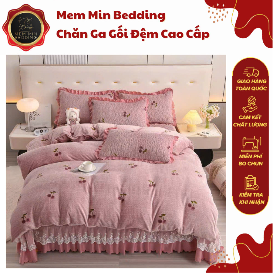 (ST865) Bộ Chăn Ga Gối Nỉ Nhung Trần Bông Cao Cấp, Mềm Mịn – Đẳng Cấp Mùa Thu Đông - MemMinBedding