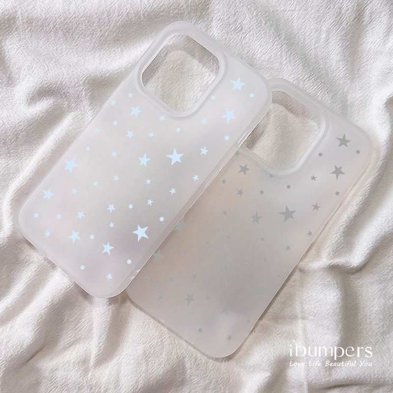 ibumpers Ốp Điện Thoại iPhone Đơn Giản INS Họa Tiết Ngôi Sao Ốp Lưng Trong Suốt Nhám Mờ Chống Bẩn Cho IPhone 16 15 14 12 13 11 Pro Max IP 7 8 Plus X XS XR