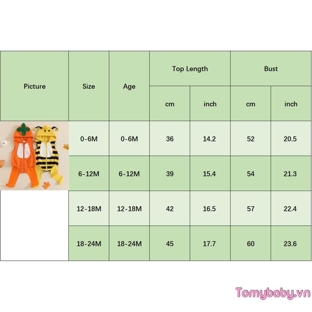 Bộ trang phục ong cho bé Bộ áo liền quần có mũ trùm đầu không tay + Tất dài Trang phục ong Bumble