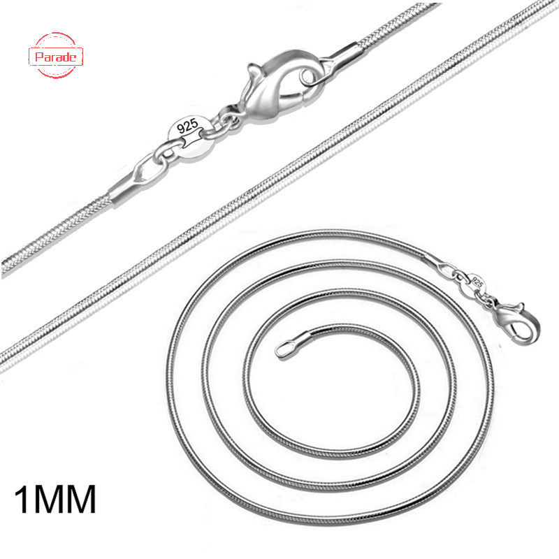 Diễu Hành Thời Trang Bạc 925 Tem 925 Rắn Dây Chuyền 1mm Vòng Cổ 16 "18" 20 "22" 24 "VN