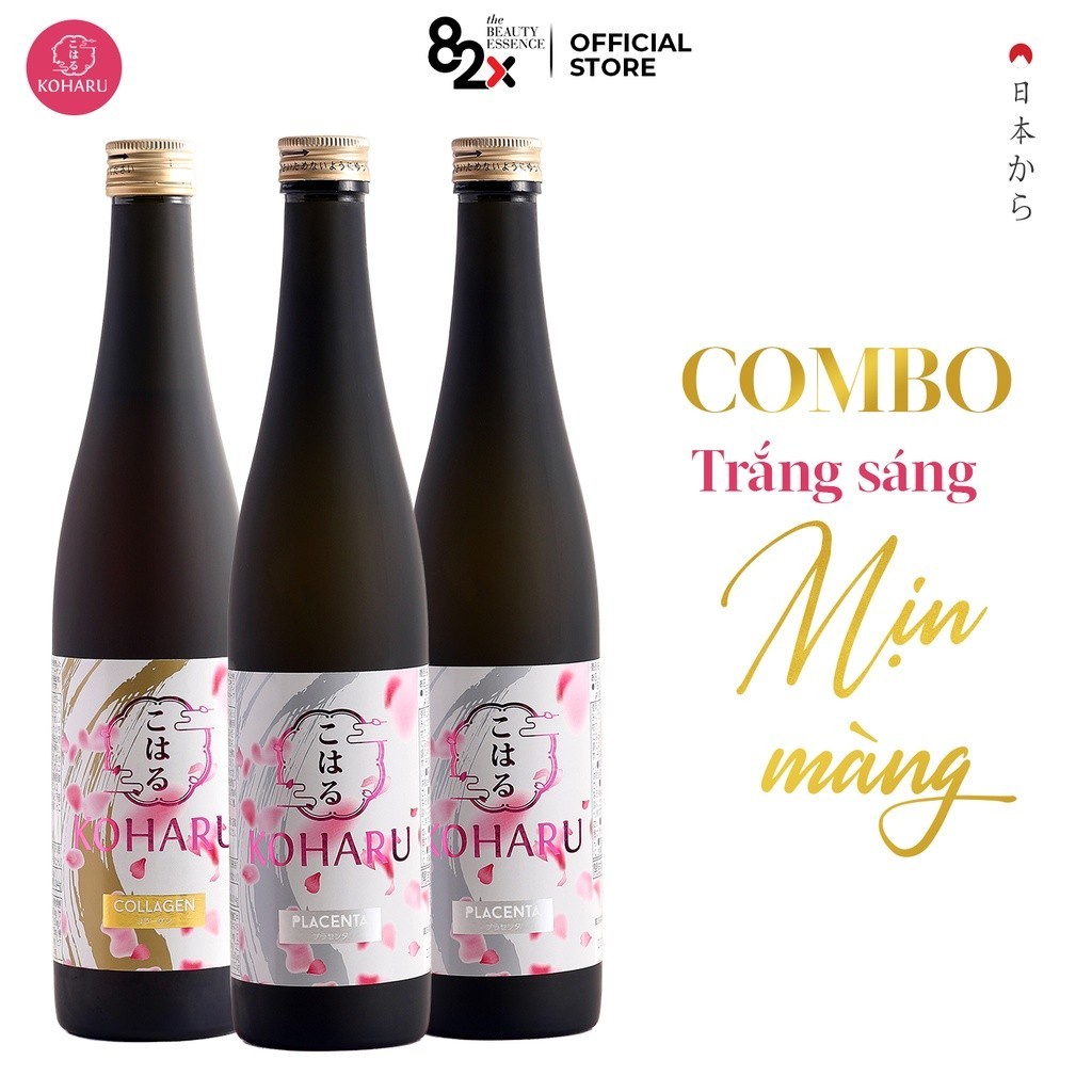 Ảnh Liệu Trình 3 Chai Nước Uống 82X Koharu: 1 Chai Collagen & 2 Chai Placenta Da Đẹp Chuẩn Nữ Thần 500ml/Chai 3