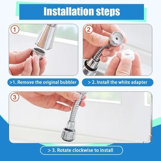 [Vận chuyển nhanh] THEHOMECO 1 Bộ Vòi 360 độ, Bộ mở rộng vòi phun tăng áp đa năng Bộ bong bóng xoay, Dụng cụ nhà bếp phòng tắm chế độ kép Vòi lọc đầu chống bắn tung tóe