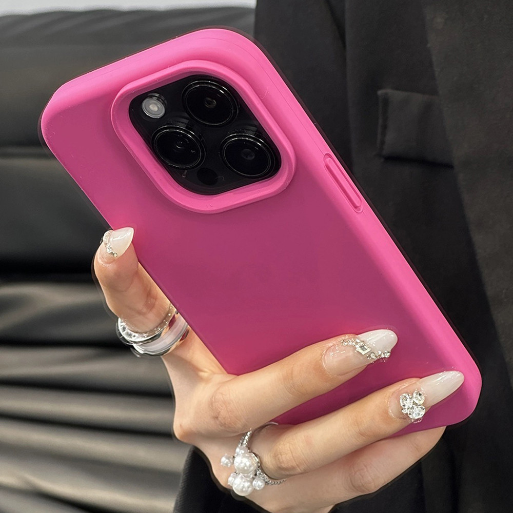 Ốp điện thoại silicon lỏng dòng màu hồng huỳnh quang cho iPhone 17ProMax 16 15 14 13 12 11Pr Max Bảo hiểm toàn diện Vỏ mềm bảo vệ chống sốc