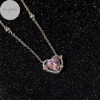 K2nightfee Pha Lê Zircon Trái Tim Mặt Dây Chuyền Vòng Cổ Y2K Hồng Trái Tim Nữ Thời Trang Thanh Lịch Xương Đòn Dây Chuyền Nữ Trang Sức Quà Tặng VN