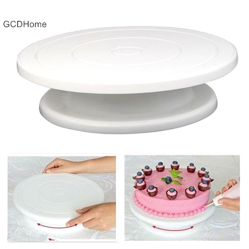 Gcdhome 1 Nhà Bếp Chảo Nướng Dụng Cụ Bánh Nhựa Tấm Bàn Xoay Xoay Chống Trượt Bánh Tròn Đứng Trang Trí Bánh Bàn Xoay HOT