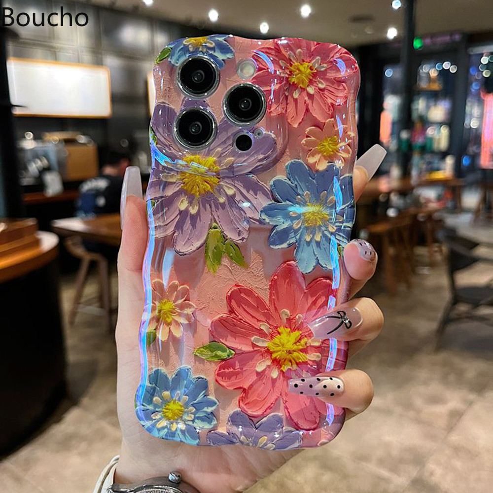 Dành Cho iPhone 15 Pro Max Tranh Sơn Dầu Hoa Họa Tiết Ốp lưng iPhone 11 12 13 14 Pro Max 12pro 15 plus 15pro Ốp Lưng Bảo Vệ