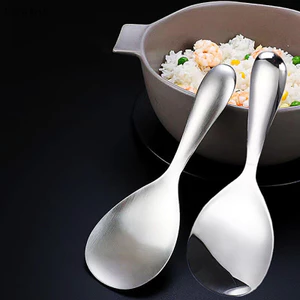 < Beartwo > Thìa Cơm Inox Dày Phong Cách Nhật Bản Tay Cầm Dài Nồi Cơm Thìa Buffet Phục Vụ Muỗng Dụng Cụ Nhà Bếp Cho Gia Đình Đẹp