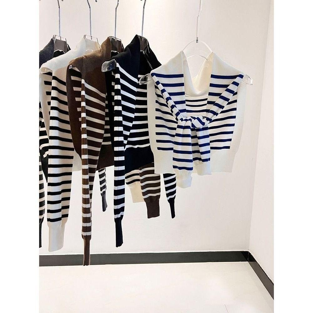 Áo len chống nắng JKDESIGN, Khăn choàng dệt kim sọc dệt kim, Khăn quàng cổ đeo vai mềm mại thời trang có thể tháo rời thông thường dành cho nữ
