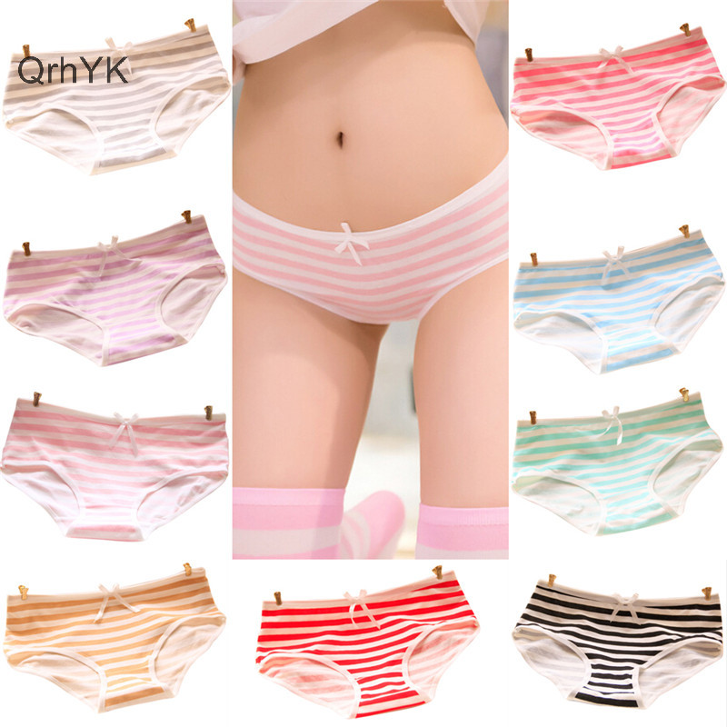 Thời Trang Nhà Máy Nữ Đáng Yêu Sọc Dễ Thương Nơ Quần Đùi Cotton Quần Lót Hipster Quần Lót QrhYK