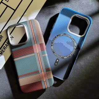 [JLK] Magnetic Kevlar Carbon Fiber Pattern For iPhone 15 Pro Max 14 13 12 Pro Plaid Personalized Phone Case For 12 13 14 Pro Max