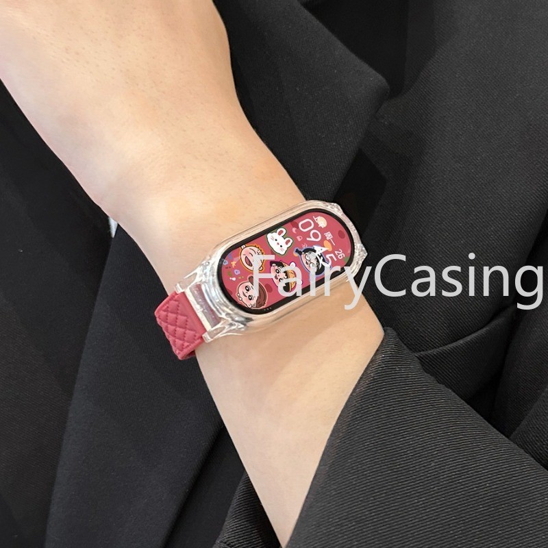 Silicon Cho Xiaomi Band 10 9 8 7 NFC Dây Đeo Tay Da Họa Tiết Hình Dạng Thời Trang Thể Thao Đồng Hồ Cho Miband 5 6 4 3 Dây Đeo