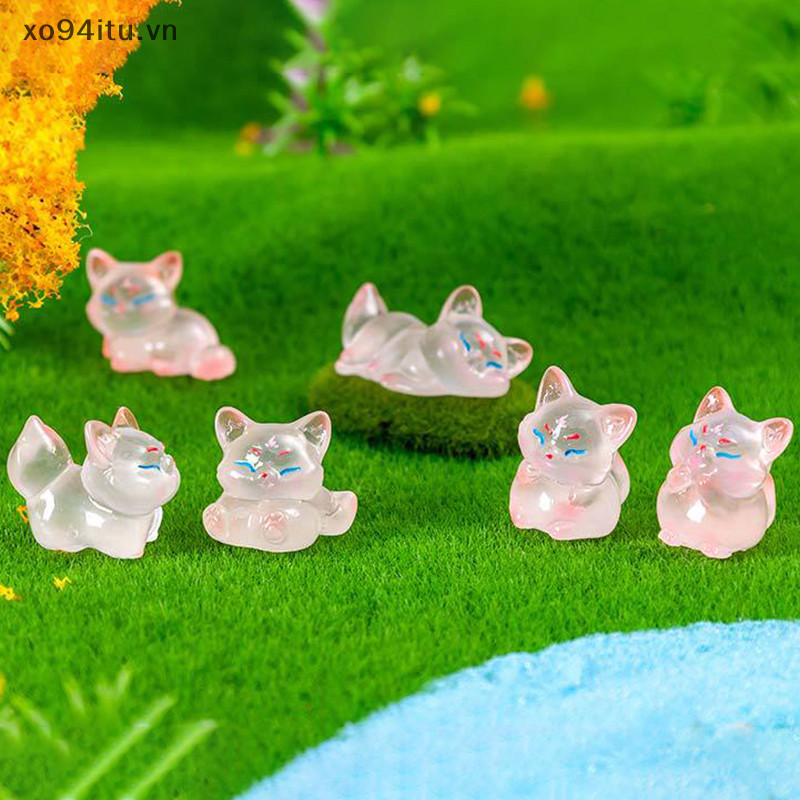 XOITU Hoạt Hình Dễ Thương Dạ Quang Nhỏ Cáo Micro Đồ Trang Trí Thu Nhỏ Các Bức Tượng Nhỏ Sáng Tạo DIY Trang Trí Nhà Phụ Kiện Quà Tặng VN