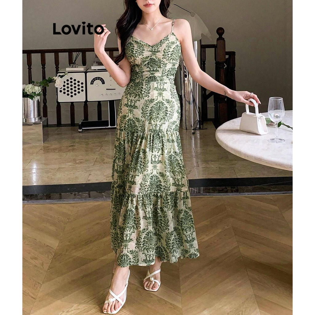 Ảnh Đầm Lovito vải gân thắt nơ phía sau họa tiết paisley phong cách Boho cho nữ L87ED315 1