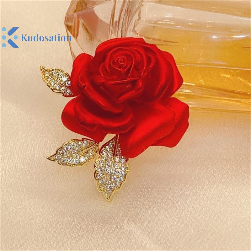 Kudosation Tính Khí Hoa Hồng Đỏ Thổ Cẩm Cao Cấp Phù Hợp Với Phụ Kiện Chân Thiết Kế Trâm Cài