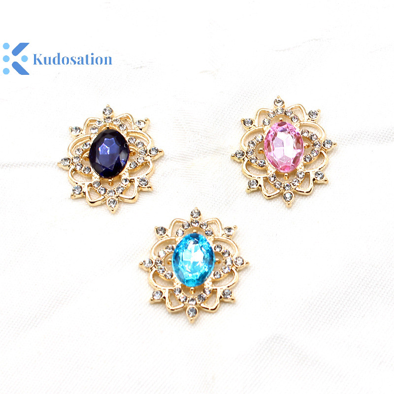 Kudosation 27 * 31MM Hình Bầu Dục Nước Hợp Kim Hoa Đĩa Phụ Kiện Trang Sức Tự Làm Cưới Đầm Nơ Mũ Phụ Kiện Trang Sức