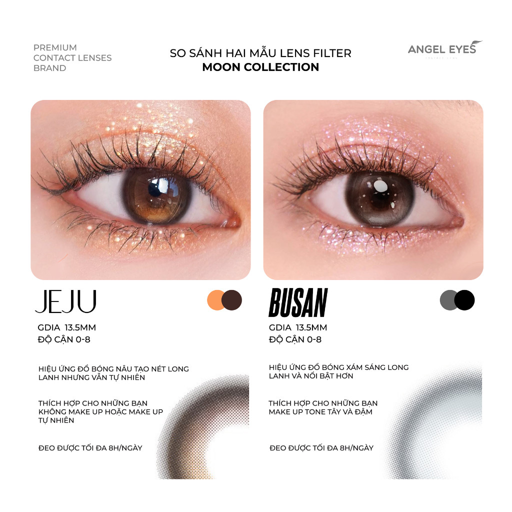 Lens cận màu nâu JEJU 💥HÀNG CAO CẤP💥 Kính áp tròng có độ cận 0-8, hiệu ứng loang màu long lanh như mắt ướt cực thơ