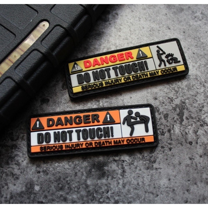 Patch_miếng dán velcro PVC cảnh báo_warning_chiến thuật _retro