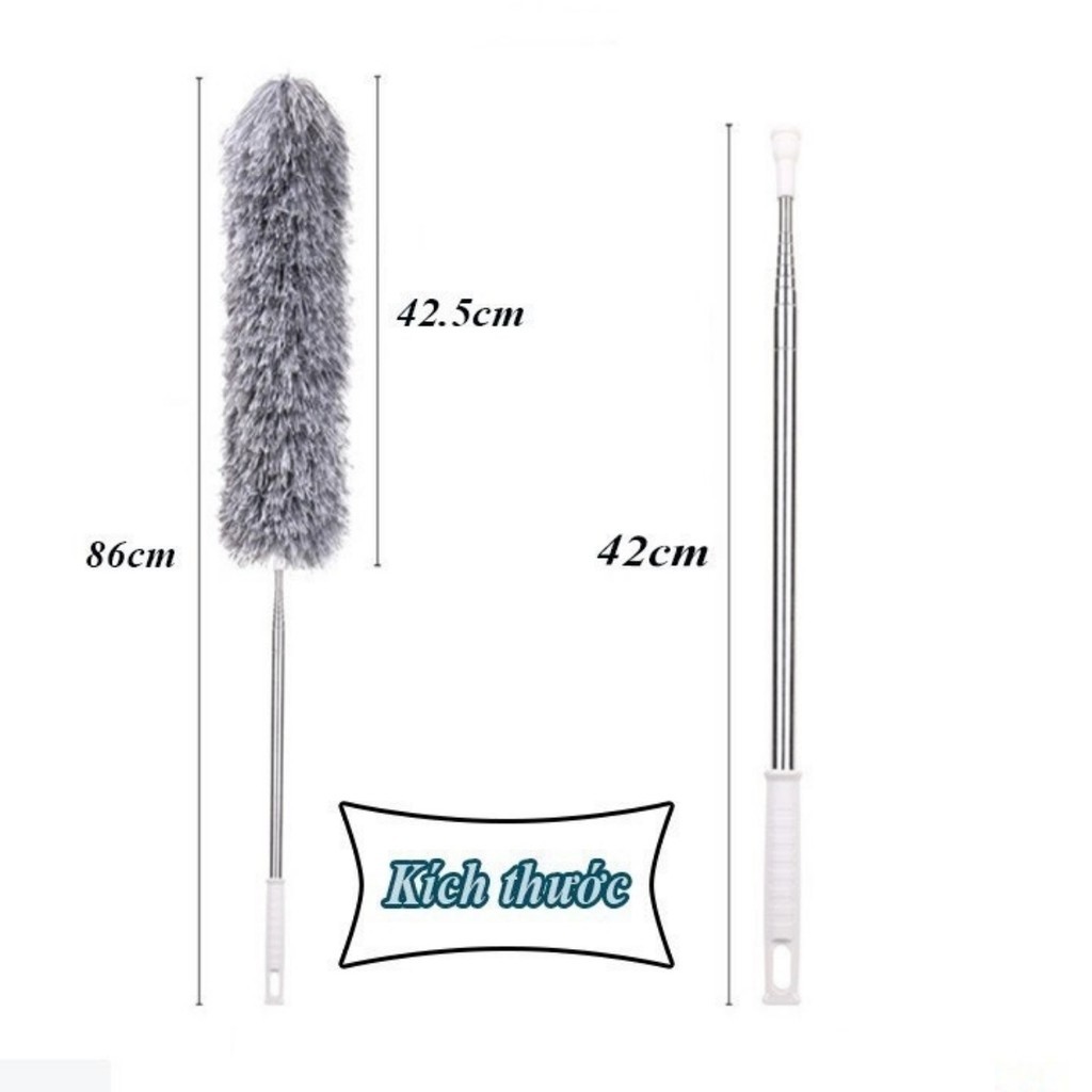Chổi Quét Trần Nhà Bằng Sợi Cán Dài Xếp Gọn 2m8 - Chổi Quét Bụi Đa Năng Rút Xoay 360 Độ FE123