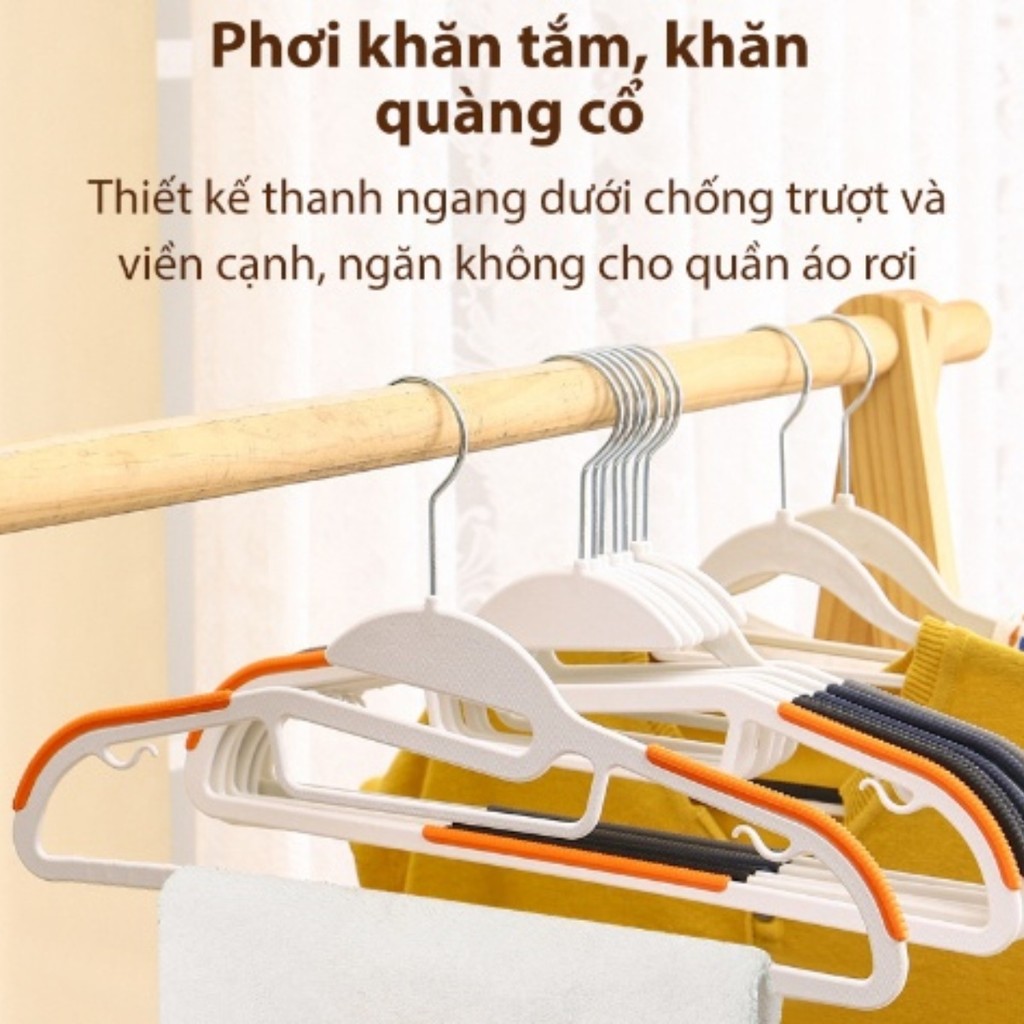 Combo 10 Móc treo quần áo khô và ướt đa năng chất liệu nhựa chống trượt, tiện lợi, cao cấp, có khả năng chịu tải mạnh