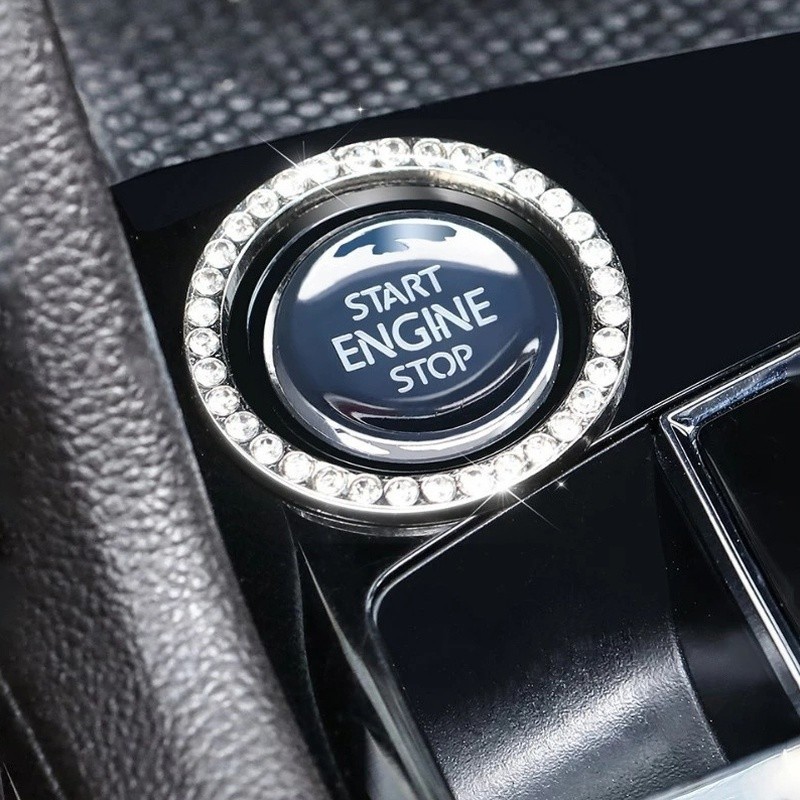 Caruniversal Car Nút khởi động một phím Vòng tròn trang trí đính kim cương / Vòng tròn kim cương nội thất ô tô
