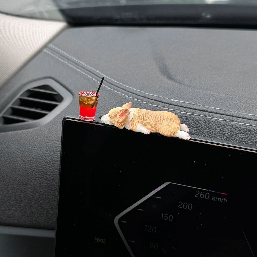 Quà Tặng trong xe hoạt hình dễ thương để bàn xe hơi "trang trí Corgi trang trí Bảng điều khiển trung tâm xe hơi" trang sức chữa bệnh