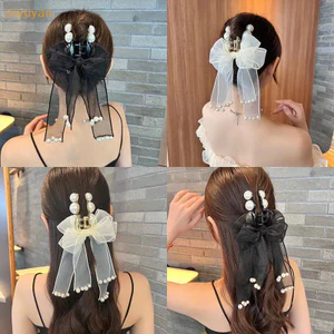 Siyuyan Nơ Ngọc Trai Lớn Tóc Lấy Kẹp Siêu Cổ Tích Gạc Ruy Băng Pin Lưng Nữ Phụ Kiện Cho Nữ VN