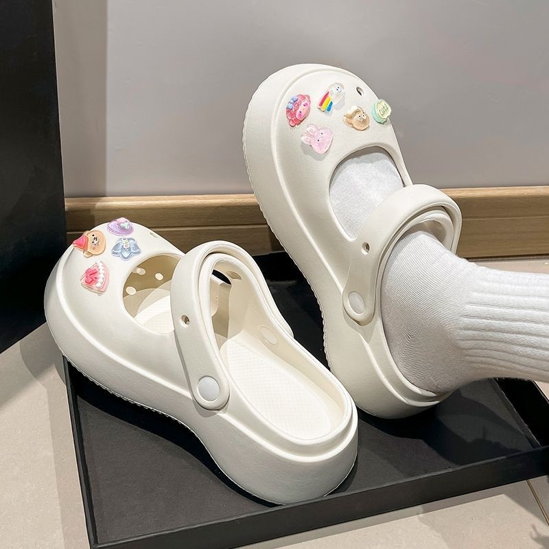Giày Lỗ Mùa Hè: Nữ Mary Jane Style Home Shoes Hộ Gia Đình EVA Chất Liệu Dép