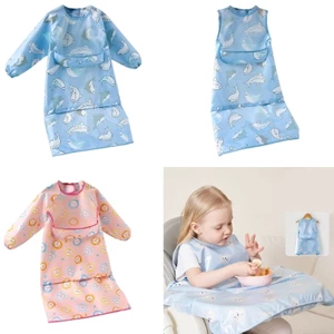 Yoo dài tay không tay ghế cao cho ăn Coverall mềm mại thoải mái Yếm cai sữa