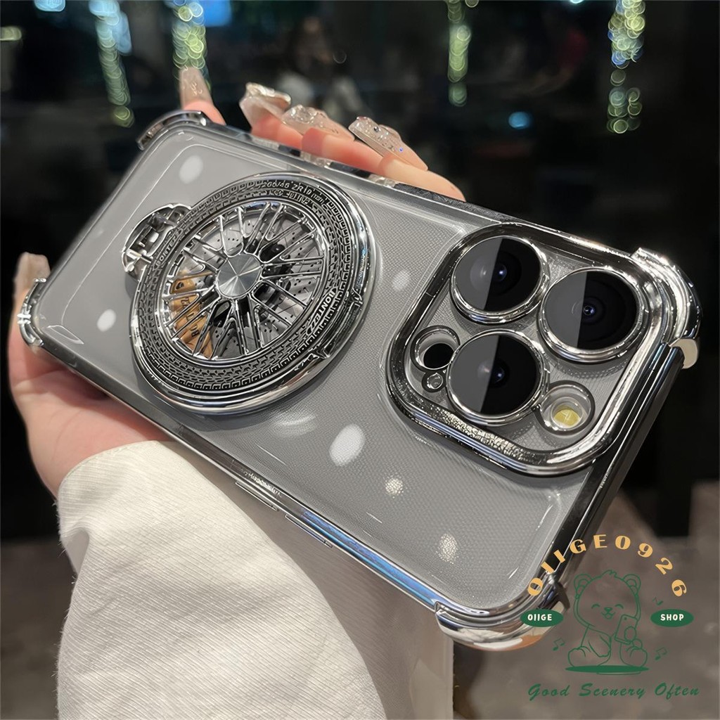 【 Ốp lưng iphone16 】 Mạ giá đỡ con quay hồi chuyển chống rơi Vỏ điện thoại iphone16 Pro MAX 15 14 13 12 11 cho vỏ iPhone XR / XS MAX Vỏ mềm silicon TPU chống sốc