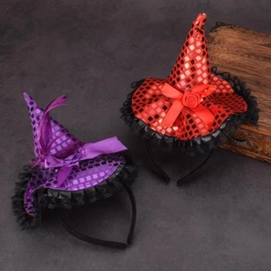 Halloween Phù Thủy Đầu Mũ Vòng Ban Nhạc Kim Sa Lấp Lánh Ren Halloween Băng Đô Thanh Lịch Mũ Tóc Vòng Trang Phục Mũ Cho Halloween Trang Phục Tiệc Giáng Sinh jiwvn