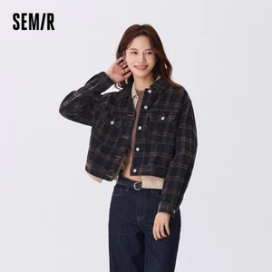 Semir Áo khoác Denim nữ Semir ngắn mùa thu 2024 Áo khoác cổ điển mới Khung nhỏ