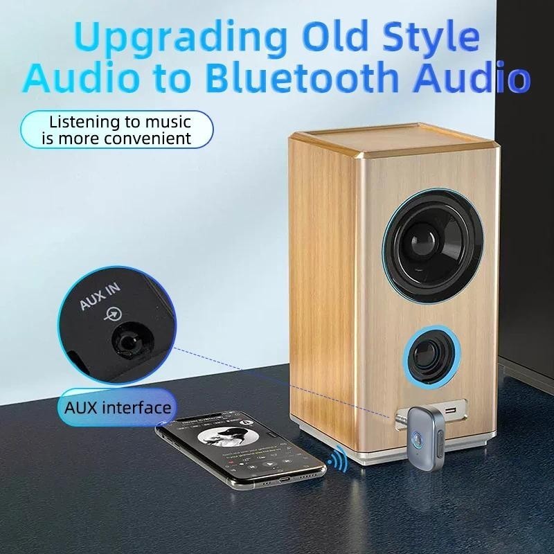 [Sẵn sàng] Bộ chuyển đổi Bluetooth trên ô tô 5.3 Bộ thu âm thanh không dây âm thanh nổi Jack cắm 3,5 mm có micrô cho loa khuếch đại