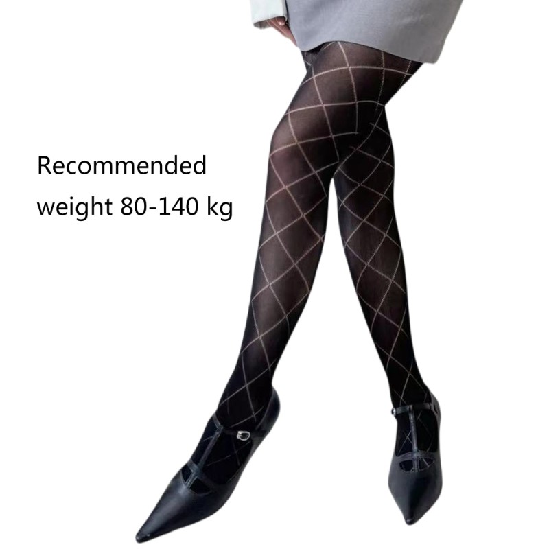 Vua Nữ Ngọt Ngào Fishnet Lưới Bán Sheer Quần Vớ Thanh Lịch Rỗng Plaids Jacquard Màu Trơn Quần Legging