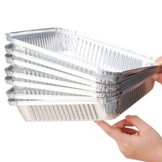 [Giao hàng từ Việt Nam] Hộp giấy nhôm 10 chiếc NOOKSTORY, Dụng cụ nướng bánh BBQ Khay giấy thiếc thực phẩm có thể tái sử dụng, Khay chiên không khí chống dính 6 / 7 / 8 Inch chống dầu
