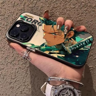 Ốp Điện Thoại Anime One Piece Zoro Cho OPPO Reno 12 Pro 5G 11F 12F A3X A78 A5 A9 2020 Realme 12 13 Pro Plus C63 7i Ốp Lưng Laser Cao Cấp IMD Matte Armor Chống Sốc Acrylic Cứng