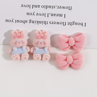Phim hoạt hình đổ xô thỏ trắng màu hồng nơ cà phê Gấu kẹp tóc phụ kiện trang sức Tự Làm Miếng dán nhựa