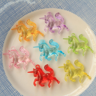 Phim hoạt hình vui nhộn trong suốt màu sắc lập thể Kỳ Lân diy Bông tai Acrylic Phụ kiện tóc vỏ điện thoại vật liệu bán buôn