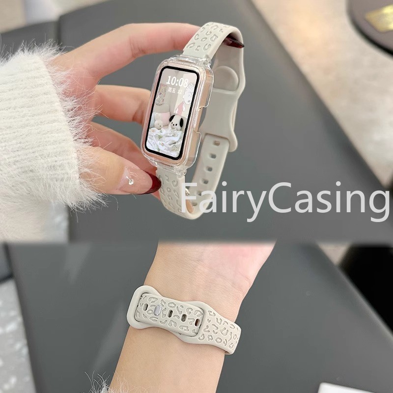 Da Báo In Silicon Dây Đeo Cho Huawei Fit 4 Pro 3 Honor Band 11 Pro 10 9 8 7 6 Phụ Kiện Vòng Tay Correa Cho Huawei Band 9 8 7 6 Dây Đeo Đồng Hồ Thay Thế