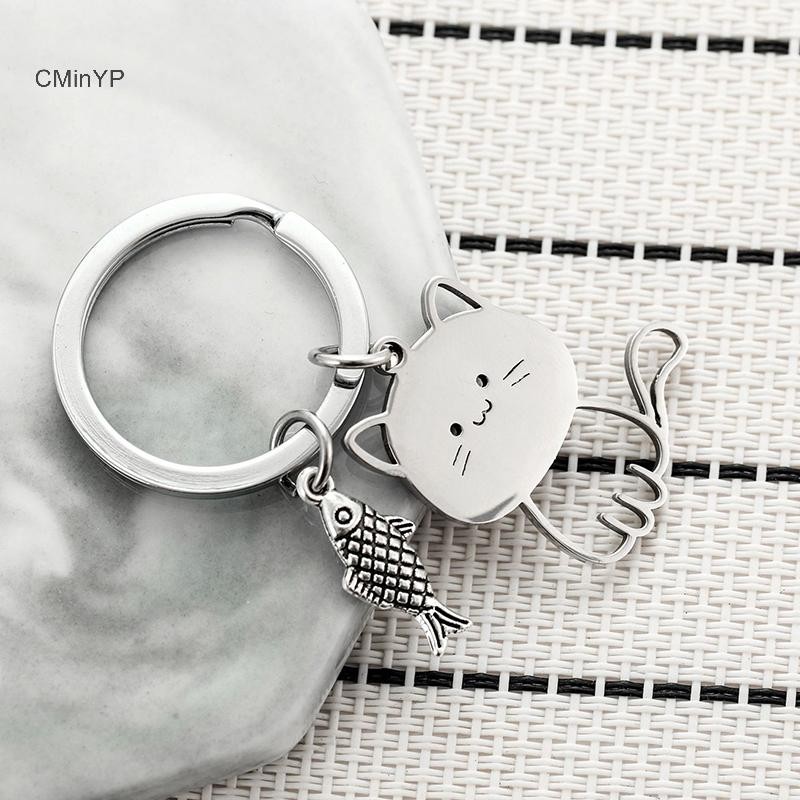 Cyp Vui Hoạt Hình Cá Móc Khóa Túi Cặp Đôi Tình Nhân Thép Không Gỉ Móc Khóa Đáng Yêu Mặt Dây Chuyền Ngày Lễ Valene Vinh Quang Món Quà Trang Sức