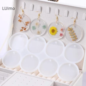 Luimo 8 / 12 Chiếc Tròn Hình Bầu Dục Mặt Dây Nhựa Khuôn DIY Epoxy Bông Tai Ch Khuôn Silicon Cho Trang Sức Làm Móc Khóa Thẻ Casg DIY Craft SBS