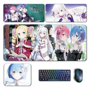 Re 0 Emilia Rem Ram Miếng Lót Chuột Anime Re Zero Life in Another World Large XXL Mousepad Bàn Phím Máy Tính Phụ Kiện Để Bàn Thảm