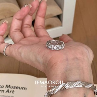 Nhẫn Bạc Nữ Hoa Rỗng Kim Cương Nhẫn Có Thể Điều Chỉnh Cho Nữ 3 Bộ Hàn Quốc Phong Cách Nhật Bản Thiết Kế Niche Đơn Giản Và Ngọt Ngào Nhẫn Đa Năng