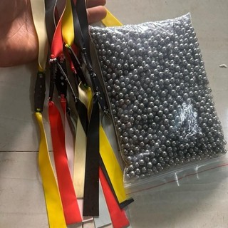 Combo 3kg bi sắt+ 5dây thun cao su kháng lực dầy 0,75mm dài 15cm, buộc sẵn da.