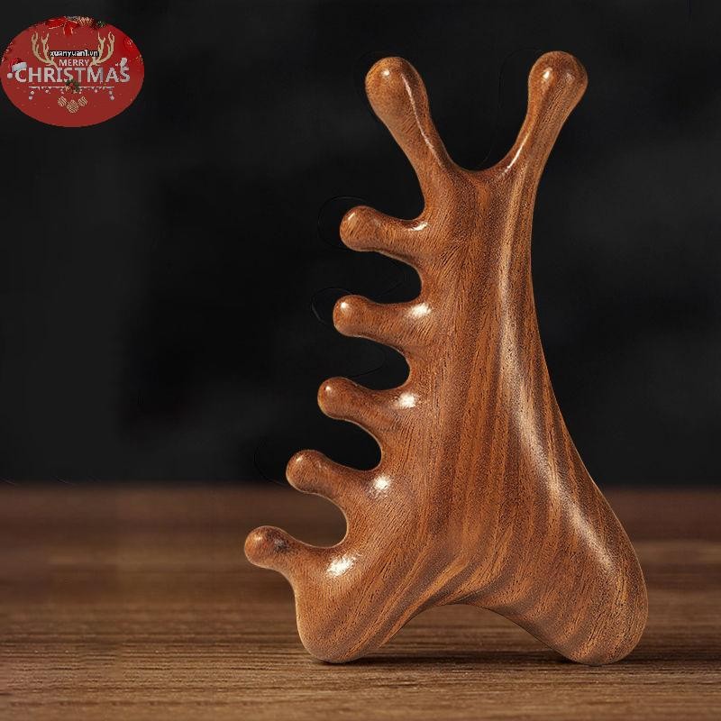 XUAN Đa Năng Kinh Tuyến Gỗ Massage Lược Sức Khỏe Gỗ Đàn Hương Răng Rộng Lớn Guasha Điểm Lược VN