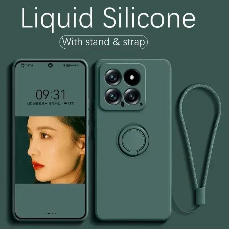 Ốp Điện Thoại Chân Đế Silicon Lỏng Cho XiaoMi Redmi 13C 4G Note 12 13 14 Pro Plus 5G Bìa Mềm
