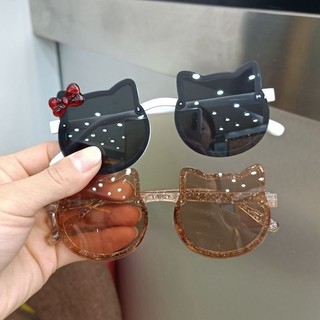 Kính râm Kitty chống tia cực tím cho bé gái-Kính chống nắng phân cực silicon dễ thương cho trẻ em