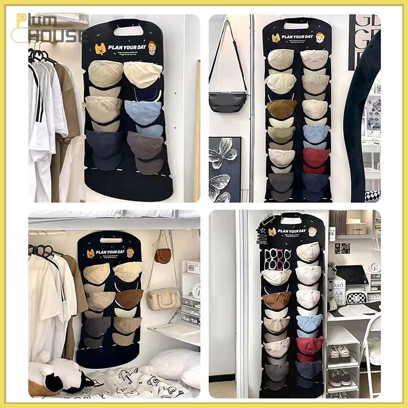 PlumHOUSE Mũ Nỉ Tổ Chức Bảo Quản Móc Treo 6 / 12 Túi Mũ Giá Trưng Bày Dung Tích Lớn Cho Cửa Tường Tủ Quần Áo VN