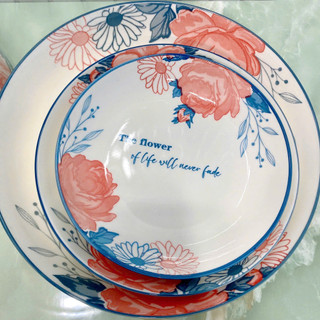 Set Đĩa Sứ Tráng Men Cao Cấp – Họa Tiết Hoa Sang Trọng Bông 48 – Trường An VN